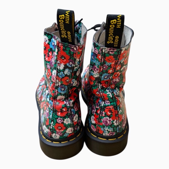 Dr. Martens Pascal Floral Poppy Combat Boots - Picture 5 of 12